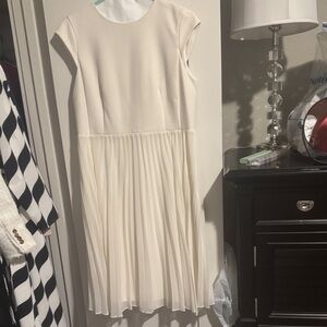 Ann Taylor Elegant Cream Pleated Dress
